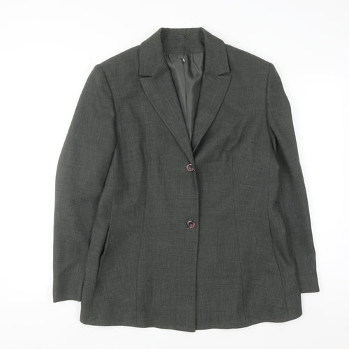 St. Bernard Women’s Grey Two-Button Suit Jacket Size 14 Classic Fit