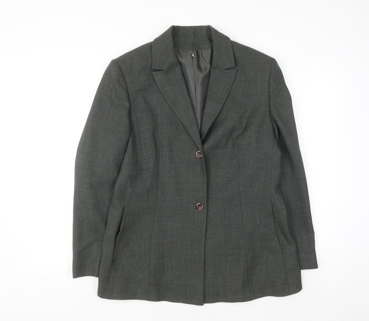 St. Bernard Women’s Grey Two-Button Suit Jacket Size 14 Classic Fit