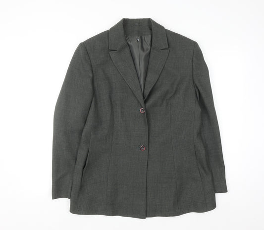 St. Bernard Women’s Grey Two-Button Suit Jacket Size 14 Classic Fit