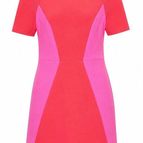 Topshop Women Pink Colourblock Bodycon Dress Size 10 Short Sleeve