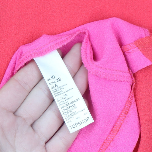 Topshop Women Pink Colourblock Bodycon Dress Size 10 Short Sleeve