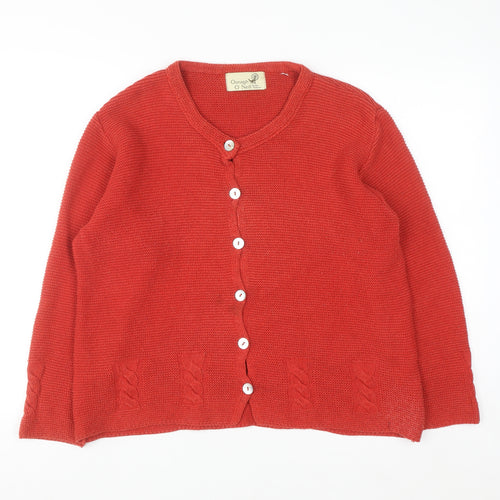 Oonagh O’Neill Women Red Knit Cardigan Medium Acrylic Cotton