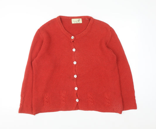 Oonagh O’Neill Women Red Knit Cardigan Medium Acrylic Cotton