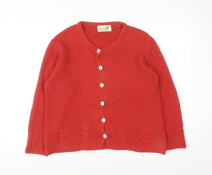 Oonagh O’Neill Women Red Knit Cardigan Medium Acrylic Cotton