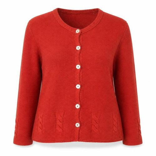 Oonagh O’Neill Women Red Knit Cardigan Medium Acrylic Cotton