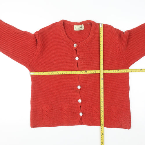 Oonagh O’Neill Women Red Knit Cardigan Medium Acrylic Cotton