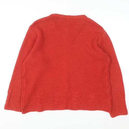 Oonagh O’Neill Women Red Knit Cardigan Medium Acrylic Cotton