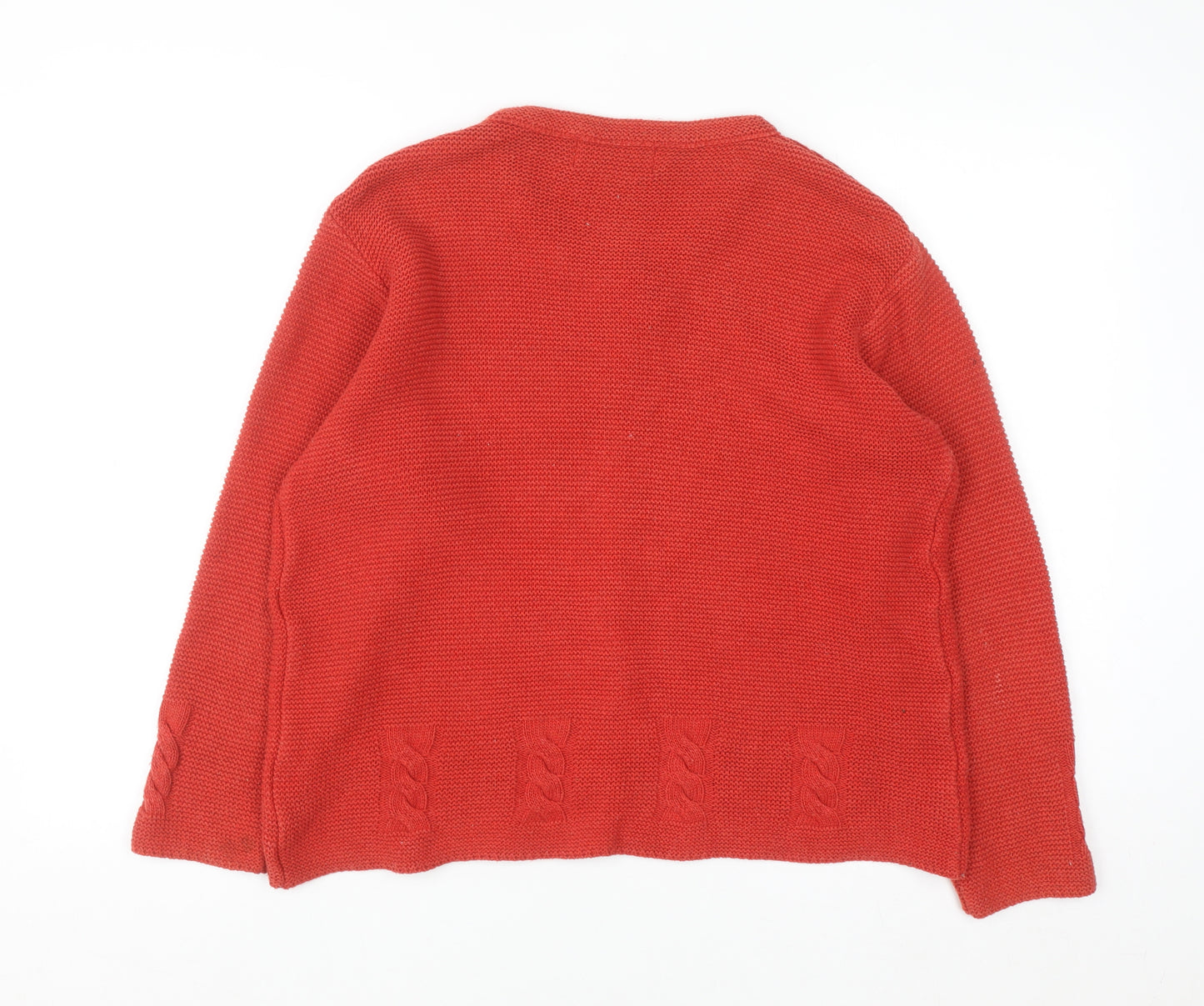 Oonagh O’Neill Women Red Knit Cardigan Medium Acrylic Cotton