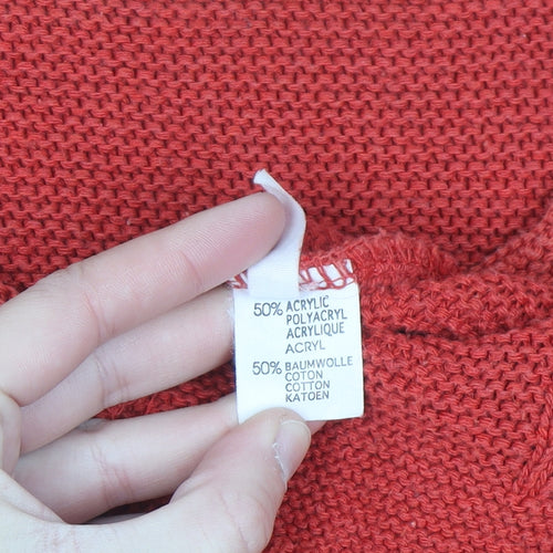 Oonagh O’Neill Women Red Knit Cardigan Medium Acrylic Cotton