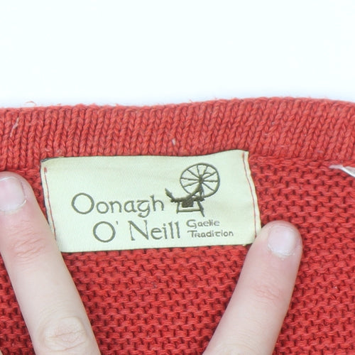Oonagh O’Neill Women Red Knit Cardigan Medium Acrylic Cotton
