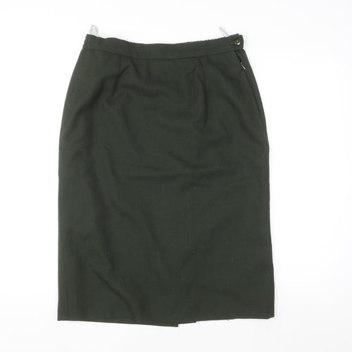 Avoca Women Green Wool Pencil Skirt M Knee Length Workwear
