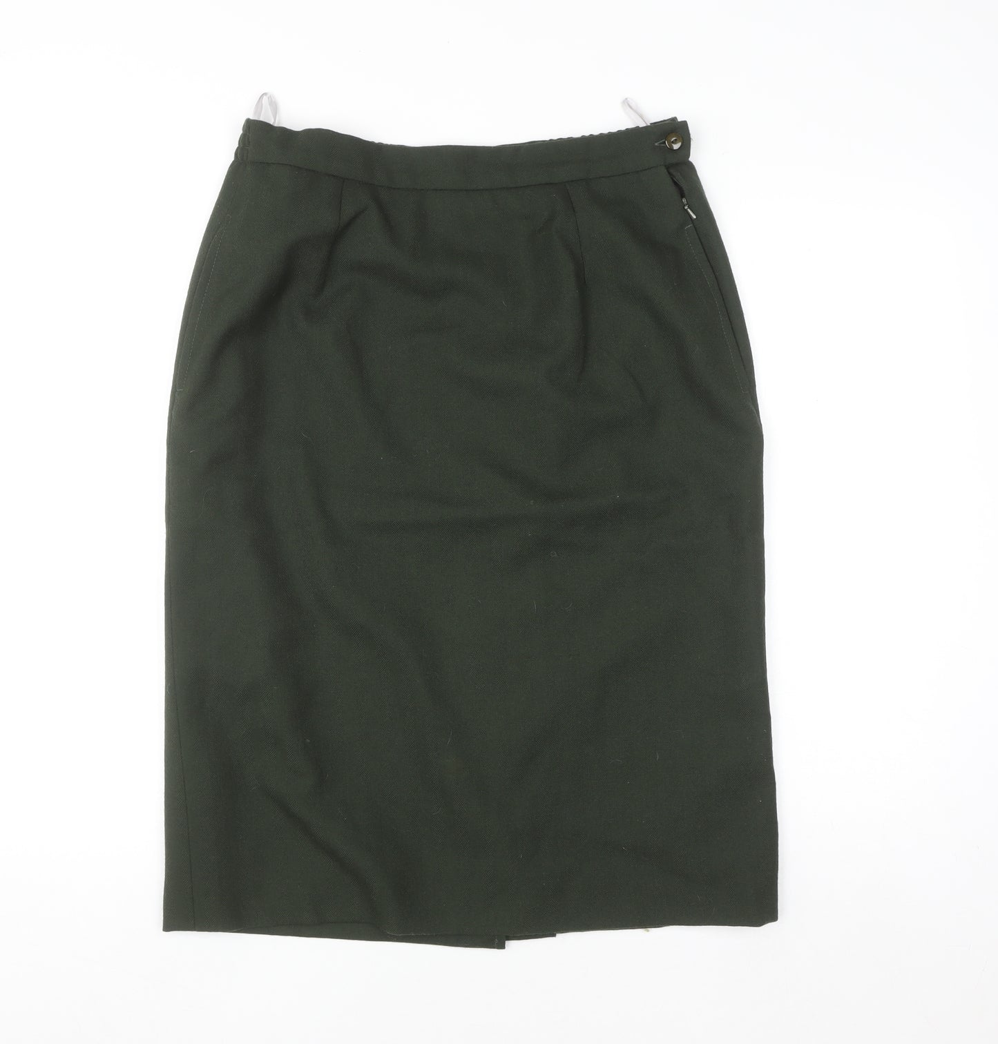 Avoca Women Green Wool Pencil Skirt M Knee Length Workwear