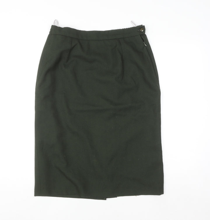 Avoca Women Green Wool Pencil Skirt M Knee Length Workwear