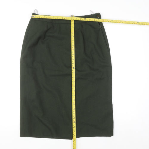 Avoca Women Green Wool Pencil Skirt M Knee Length Workwear