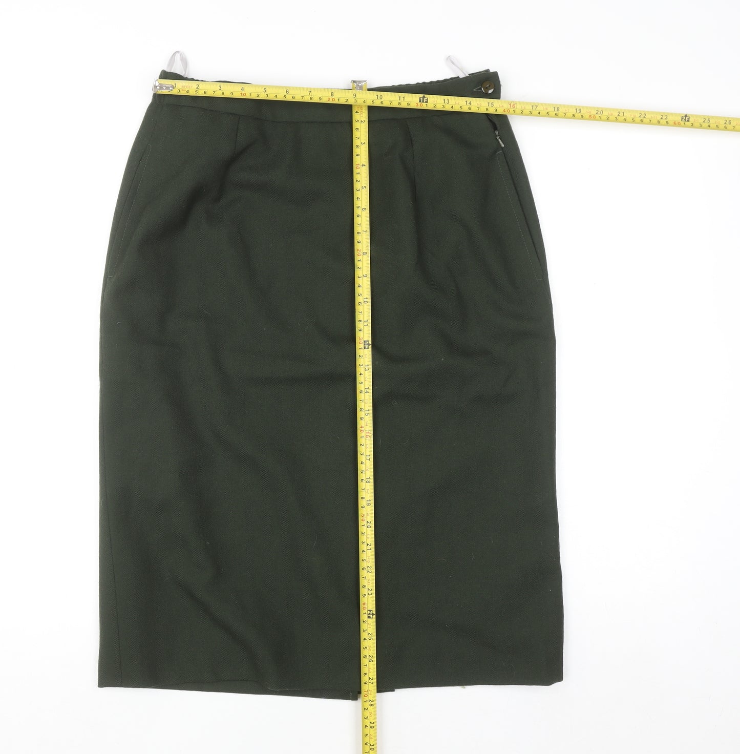 Avoca Women Green Wool Pencil Skirt M Knee Length Workwear