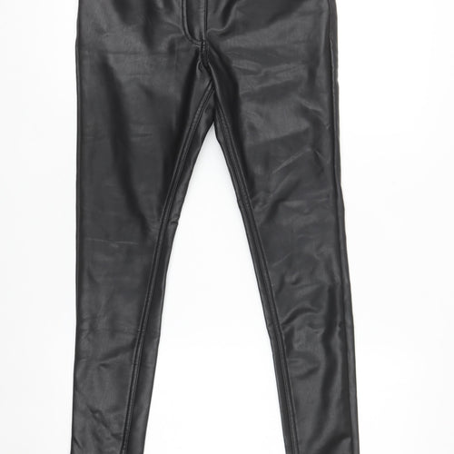 Very Women Black Faux Leather Skinny Trousers Size 10