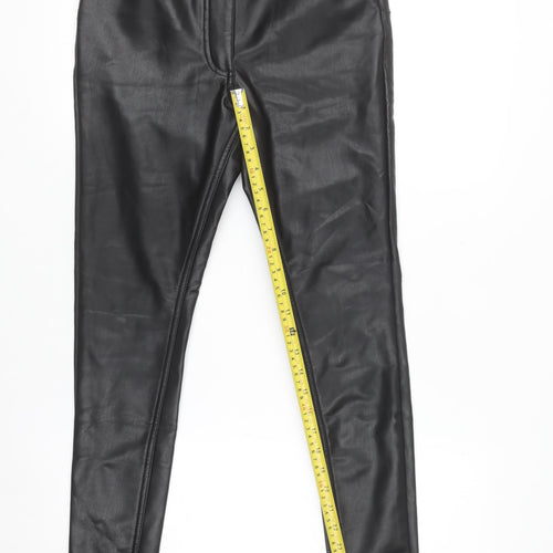 Very Women Black Faux Leather Skinny Trousers Size 10