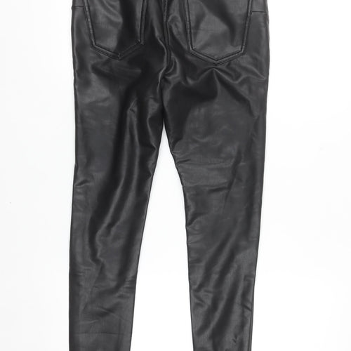 Very Women Black Faux Leather Skinny Trousers Size 10