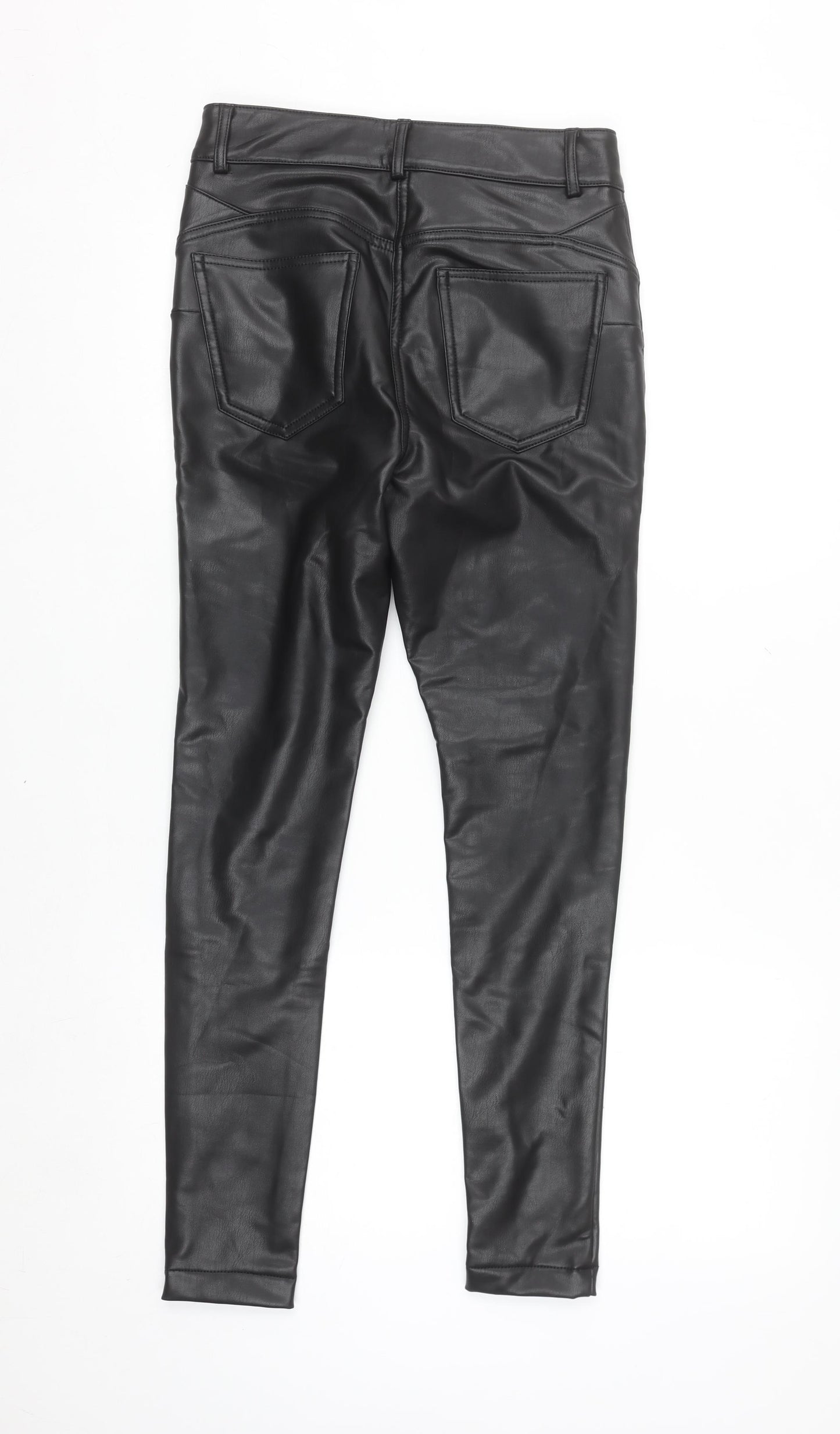 Very Women Black Faux Leather Skinny Trousers Size 10