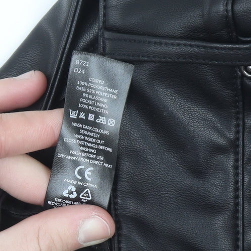 Very Women Black Faux Leather Skinny Trousers Size 10