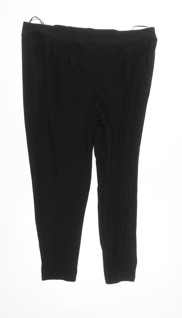 Klass Women’s Black Size 20 Stretch Tapered Trousers with Sequin Detail
