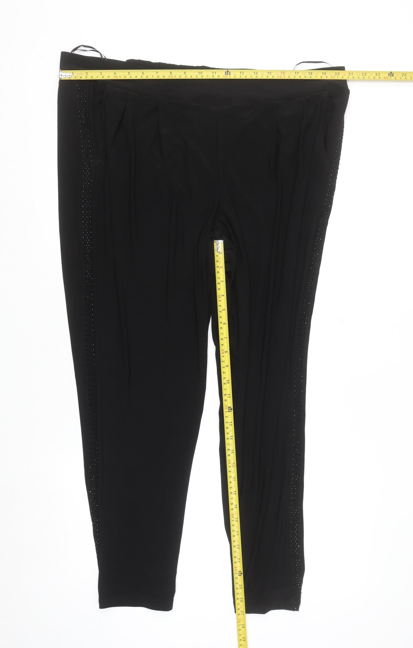 Klass Women’s Black Size 20 Stretch Tapered Trousers with Sequin Detail