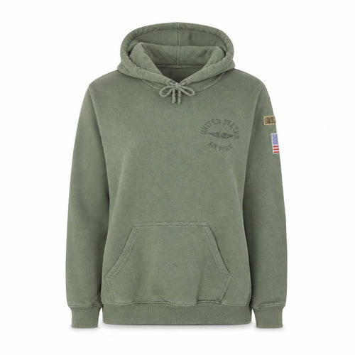Topshop Women's Khaki Air Force Pullover Hoodie UK 10 Cotton Blend