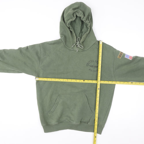 Topshop Women's Khaki Air Force Pullover Hoodie UK 10 Cotton Blend