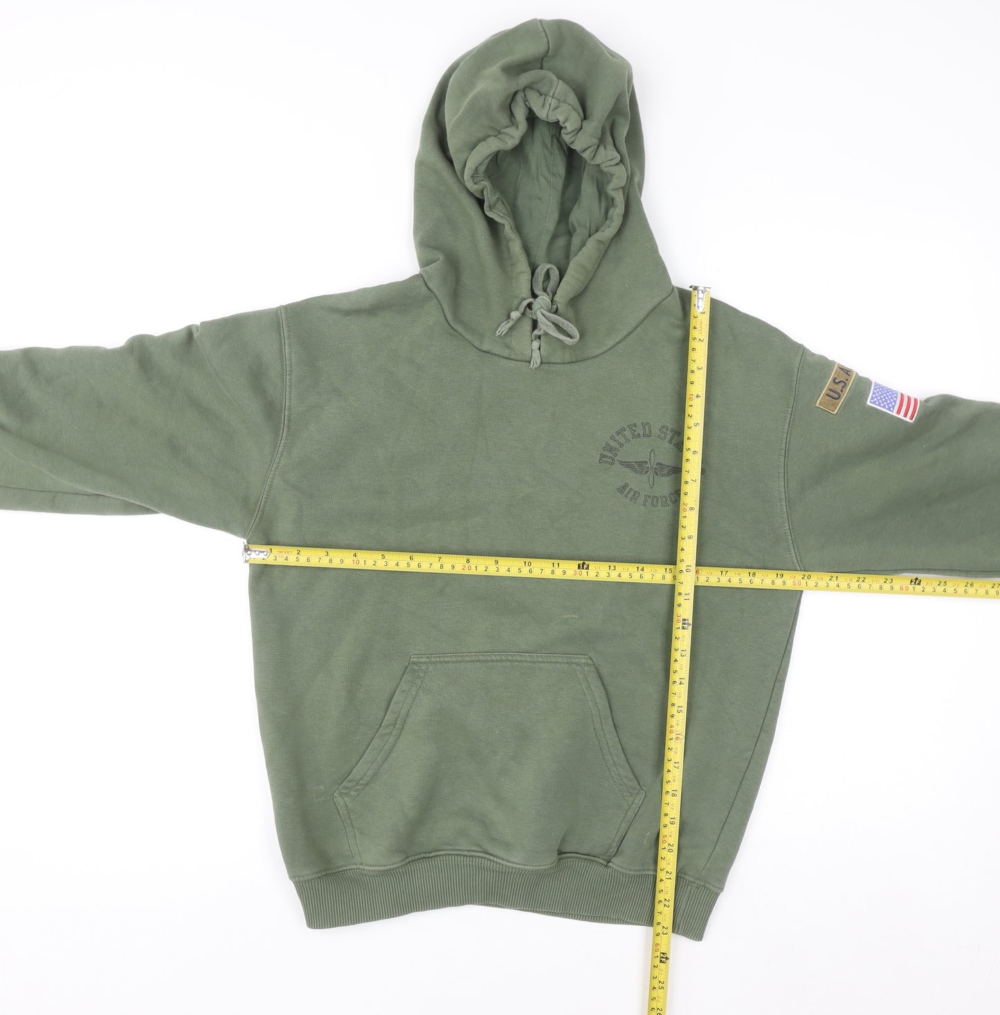 Topshop Women's Khaki Air Force Pullover Hoodie UK 10 Cotton Blend