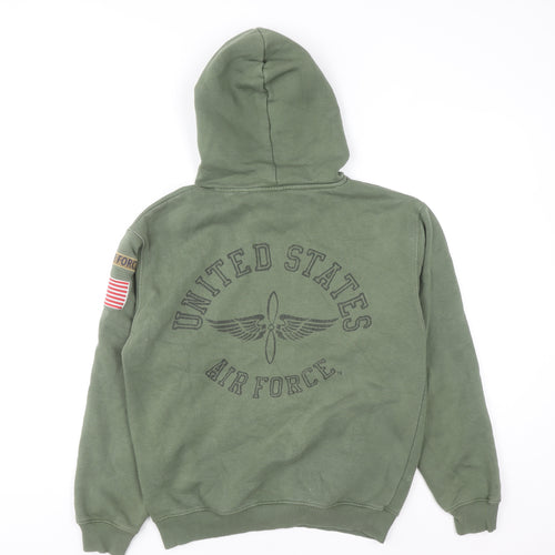 Topshop Women's Khaki Air Force Pullover Hoodie UK 10 Cotton Blend