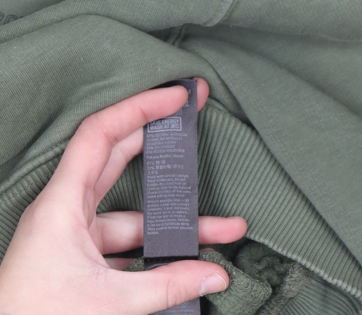 Topshop Women's Khaki Air Force Pullover Hoodie UK 10 Cotton Blend