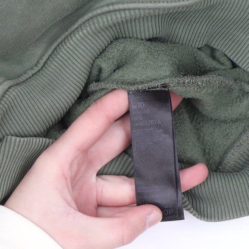 Topshop Women's Khaki Air Force Pullover Hoodie UK 10 Cotton Blend