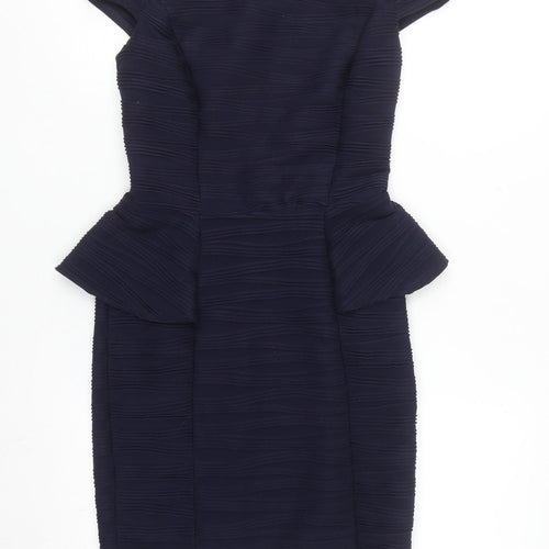 Red Herring Women Blue Size 8 Peplum Short Sleeve Work Dress