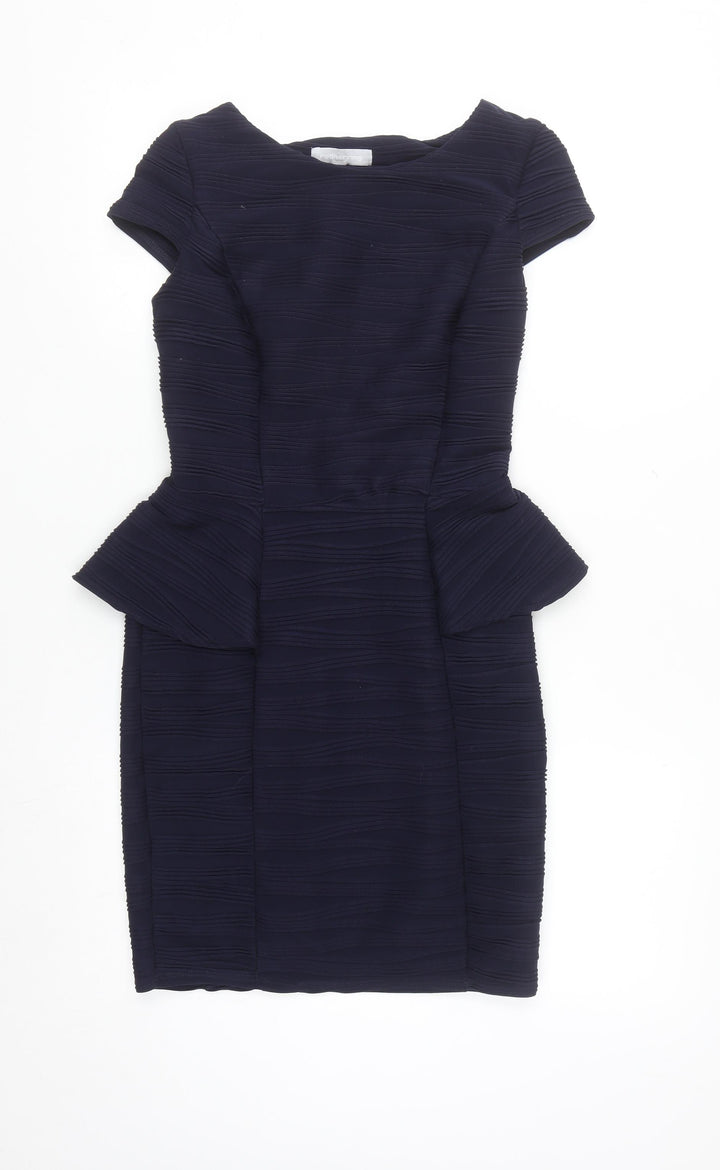 Red Herring Women Blue Size 8 Peplum Short Sleeve Work Dress