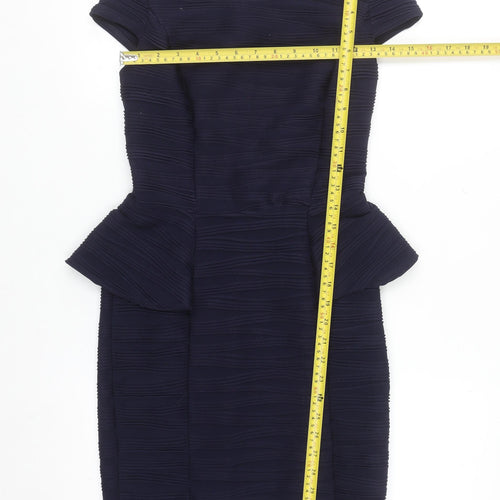 Red Herring Women Blue Size 8 Peplum Short Sleeve Work Dress