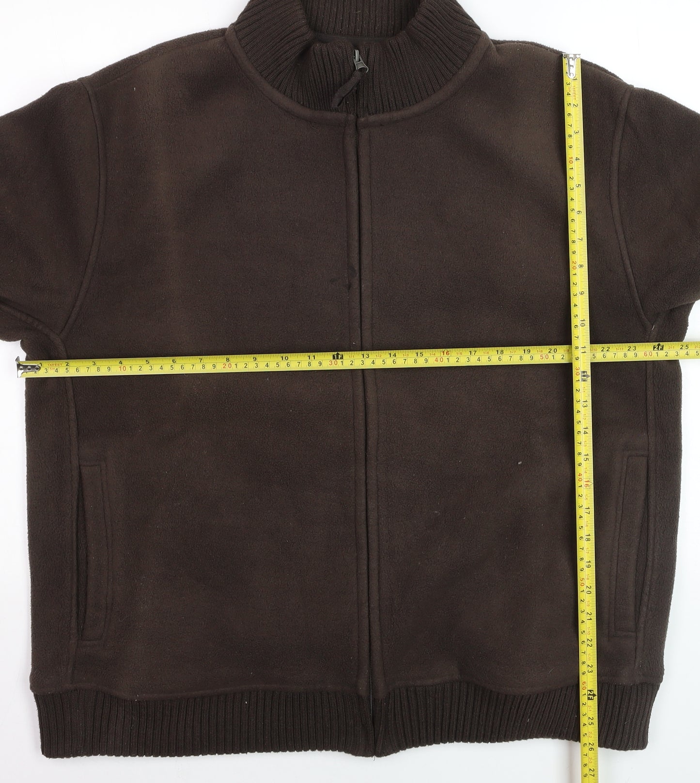 Dunnes Men’s Brown Fleece Full Zip Jumper 2XL Winter Casual