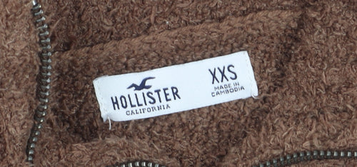 Hollister Women Brown Fleece 1/4 Zip Jumper XXS