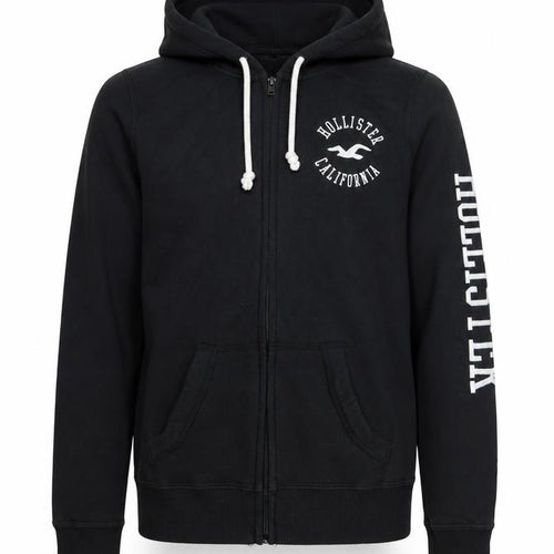 Hollister Boys Black Full Zip Fleece Hoodie XS Logo Sweatshirt
