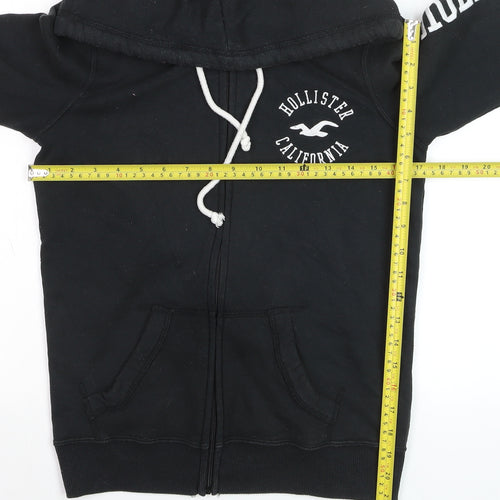 Hollister Boys Black Full Zip Fleece Hoodie XS Logo Sweatshirt