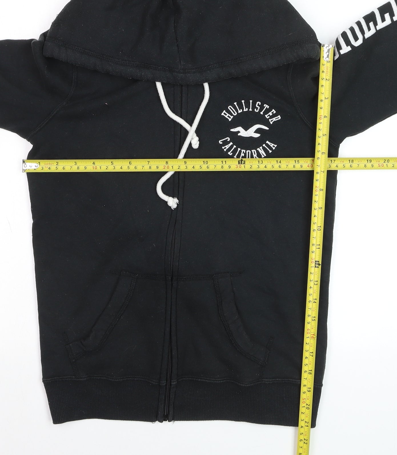 Hollister Boys Black Full Zip Fleece Hoodie XS Logo Sweatshirt