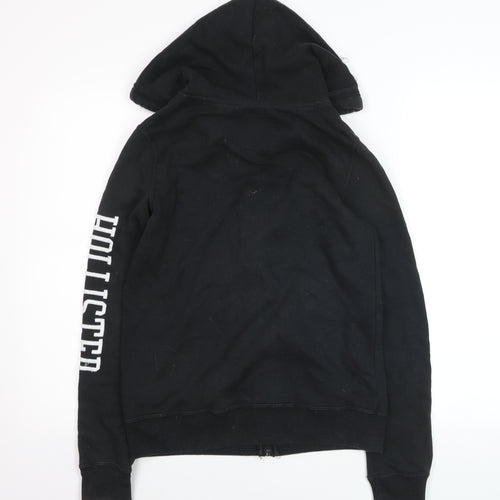 Hollister Boys Black Full Zip Fleece Hoodie XS Logo Sweatshirt