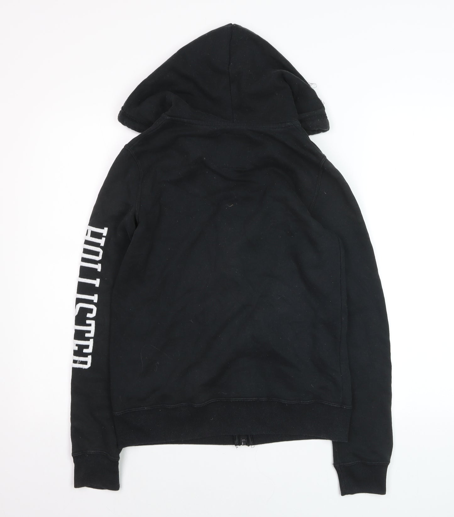 Hollister Boys Black Full Zip Fleece Hoodie XS Logo Sweatshirt