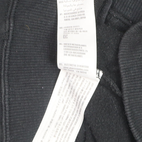Hollister Boys Black Full Zip Fleece Hoodie XS Logo Sweatshirt