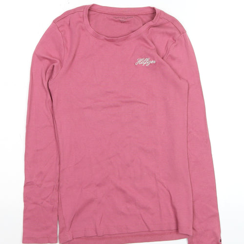 Tommy Hilfiger Women's Pink Long Sleeve Cotton Crew Neck T-Shirt Size S