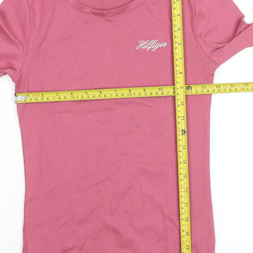 Tommy Hilfiger Women's Pink Long Sleeve Cotton Crew Neck T-Shirt Size S