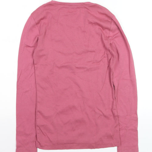 Tommy Hilfiger Women's Pink Long Sleeve Cotton Crew Neck T-Shirt Size S