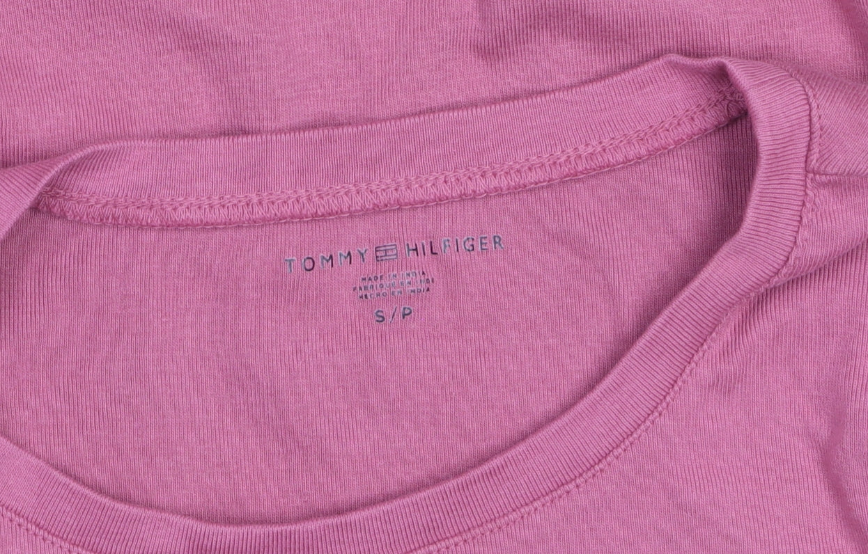 Tommy Hilfiger Women's Pink Long Sleeve Cotton Crew Neck T-Shirt Size S
