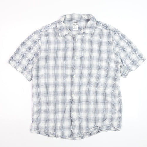 Dunnes Stores Men's Blue Check Cotton Short Sleeve Button-Up Shirt Medium