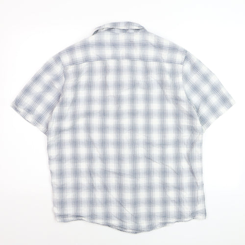 Dunnes Stores Men's Blue Check Cotton Short Sleeve Button-Up Shirt Medium