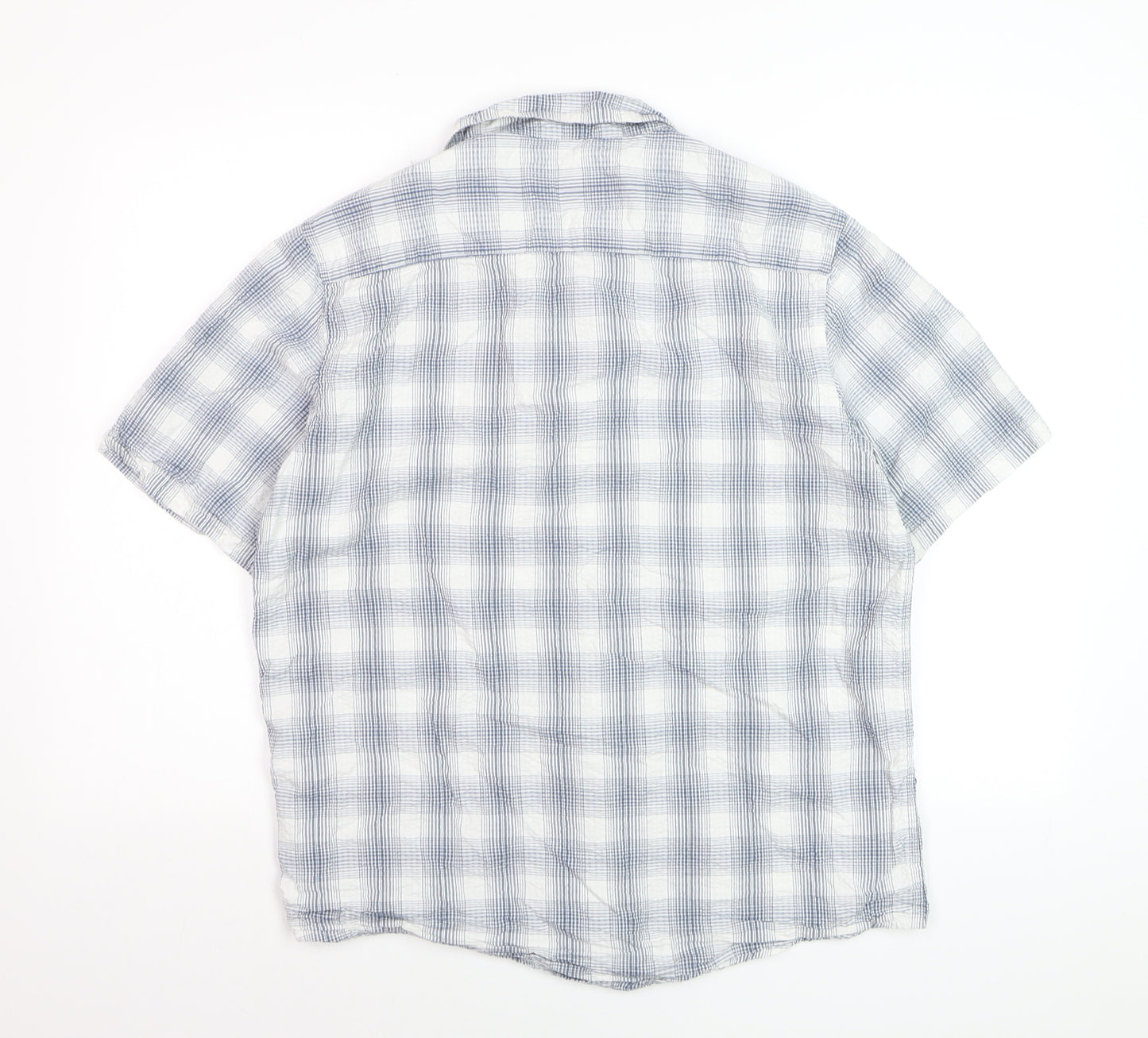 Dunnes Stores Men's Blue Check Cotton Short Sleeve Button-Up Shirt Medium
